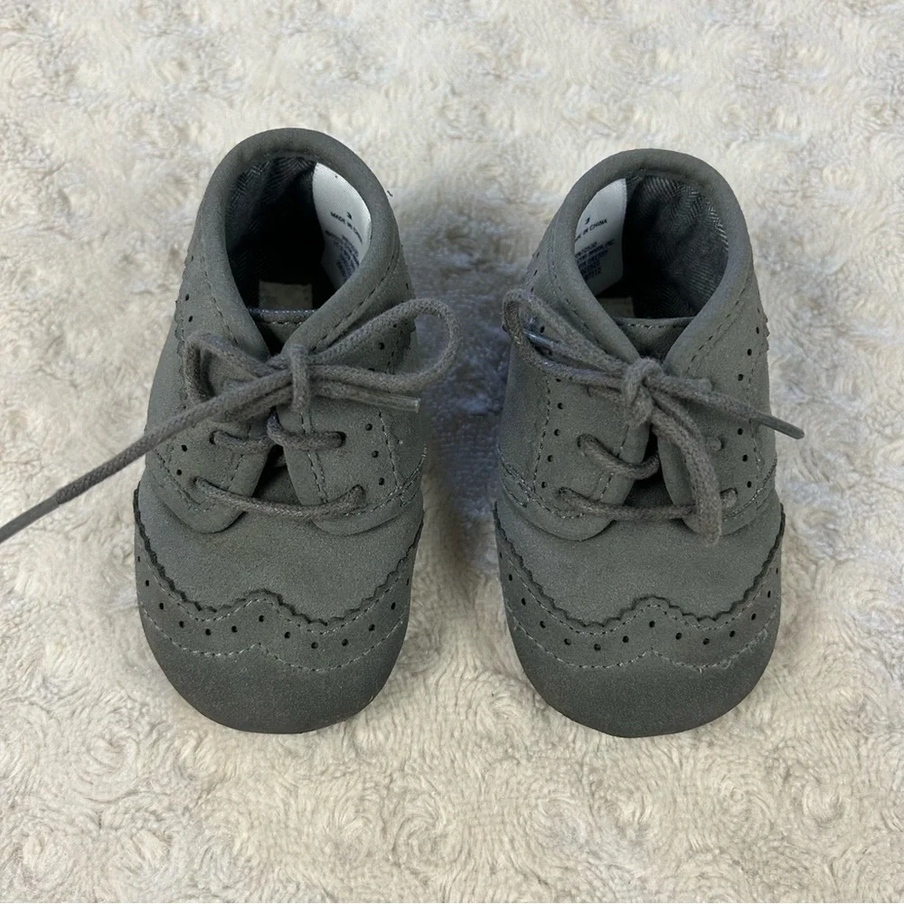 Janie and Jack Baby Boy Wingtip Shoes Gray Size 3
